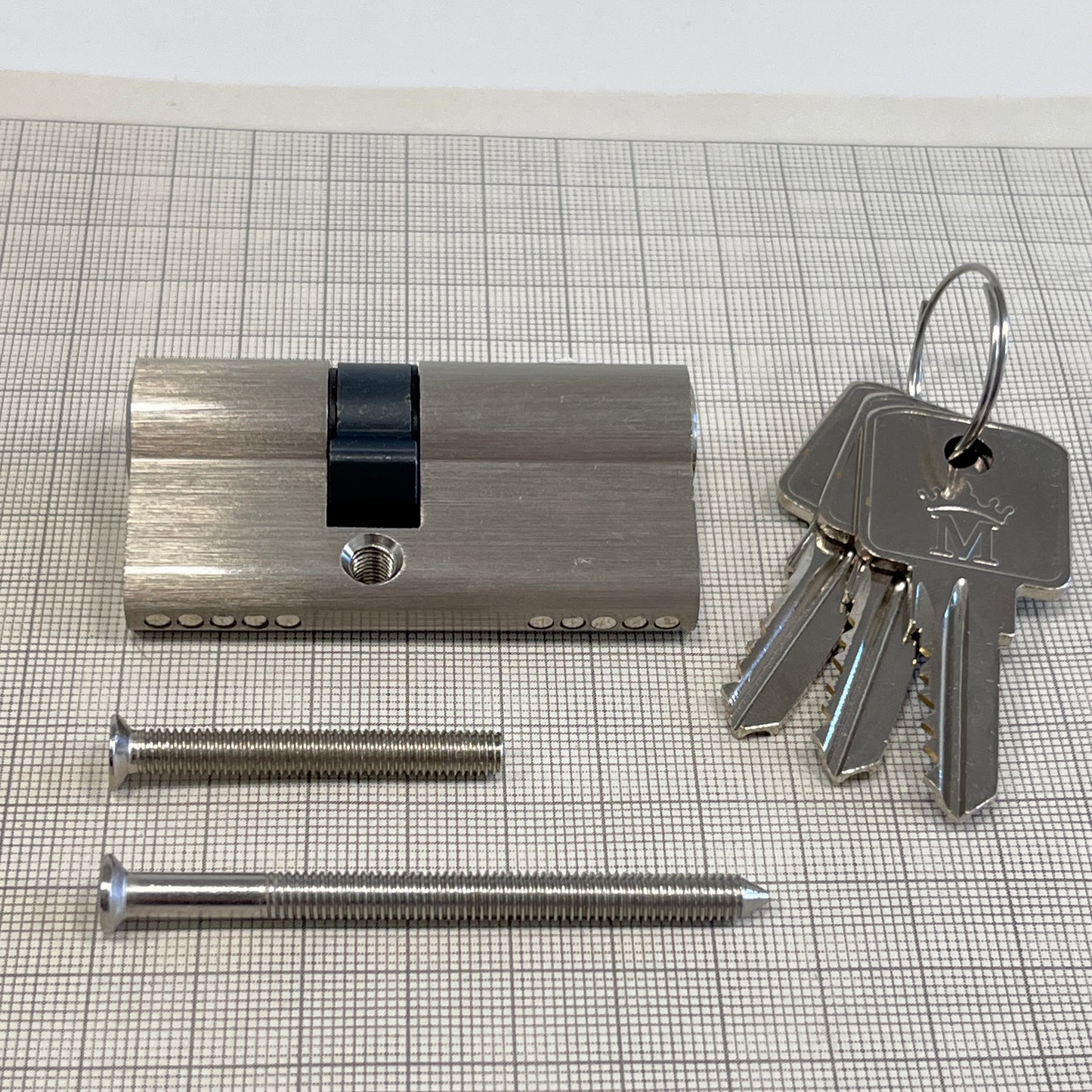 Schließzylinder 26/35 Messing Vernickelt mit 3 Schlüsseln