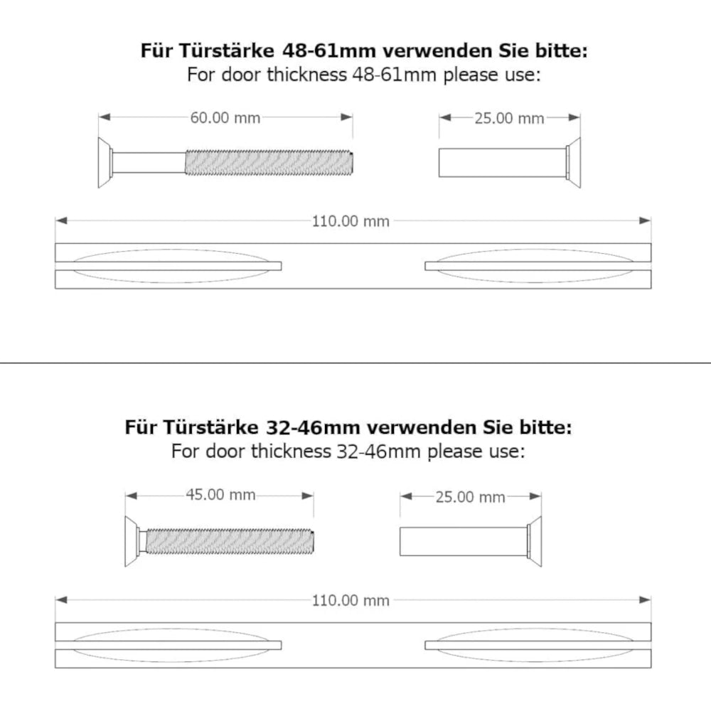 KUGELKNOPF OV Drehbar – Erklärung zur Schraubenlänge und Befestigung