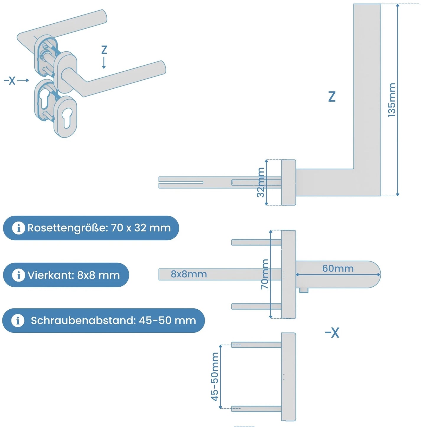 Türklinke LIVIA OV PZ – Technische Daten und Maße