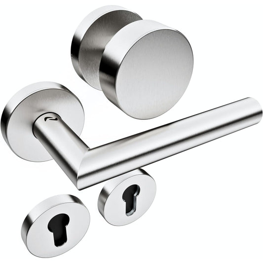Wechselgarnitur LIVIA PZ – Edelstahl Türklinke mit festem Türknauf